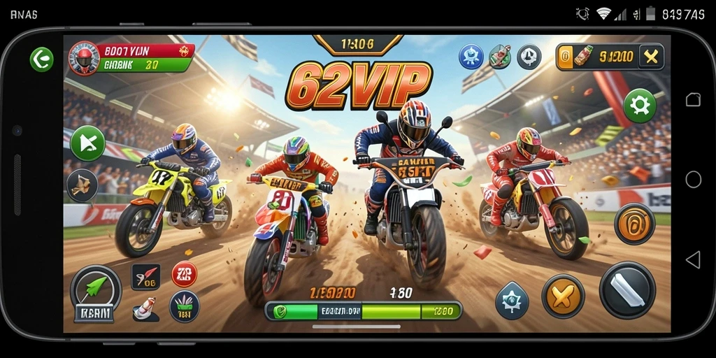 Tampilan gameplay seru dari balapan mobil di 62VIP.