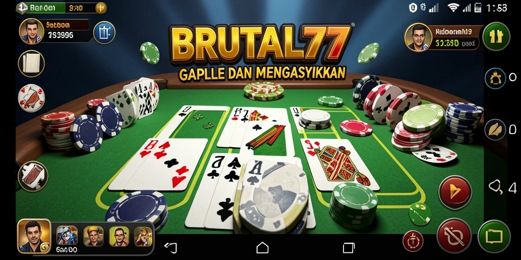 Tampilan gameplay Gaple yang seru dan menarik di BRUTAL77.