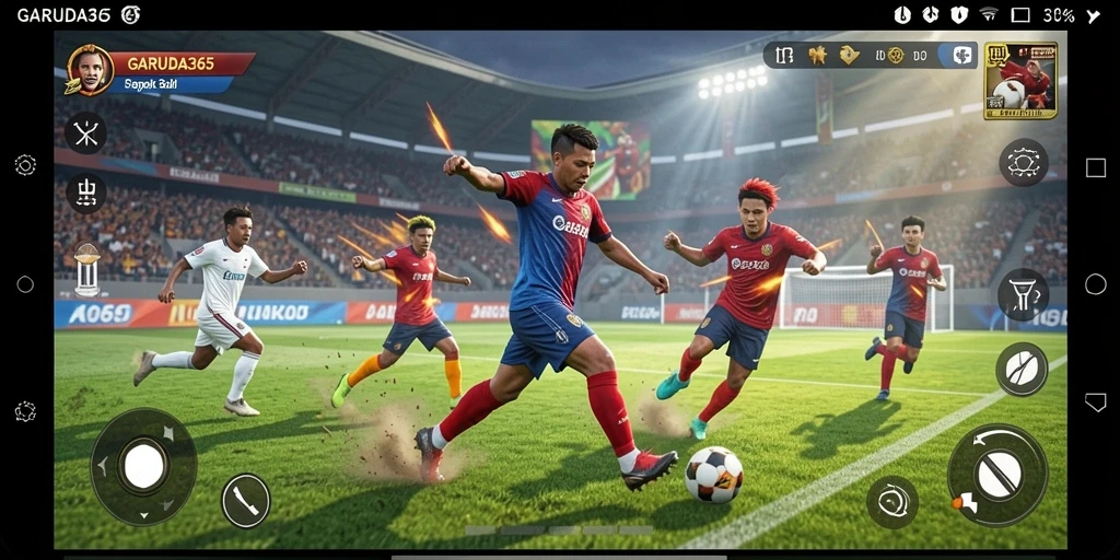 Tampilan aksi mendebarkan dari permainan sepak bola GARUDA365.