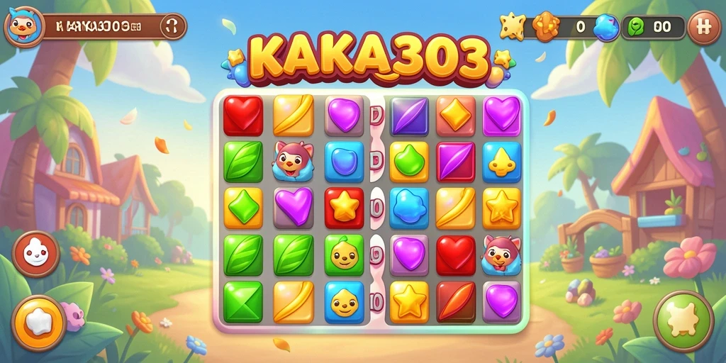 Menampilkan gameplay KAKA303 yang seru dengan elemen Match-3.