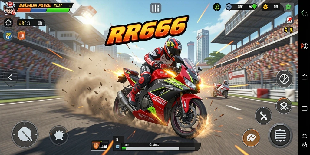 Gameplay seru balapan motor di RR666 dengan grafik berkualitas.