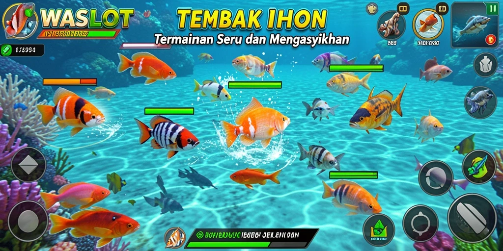 Screenshot WASLOT menampilkan aksi seru menangkap ikan.